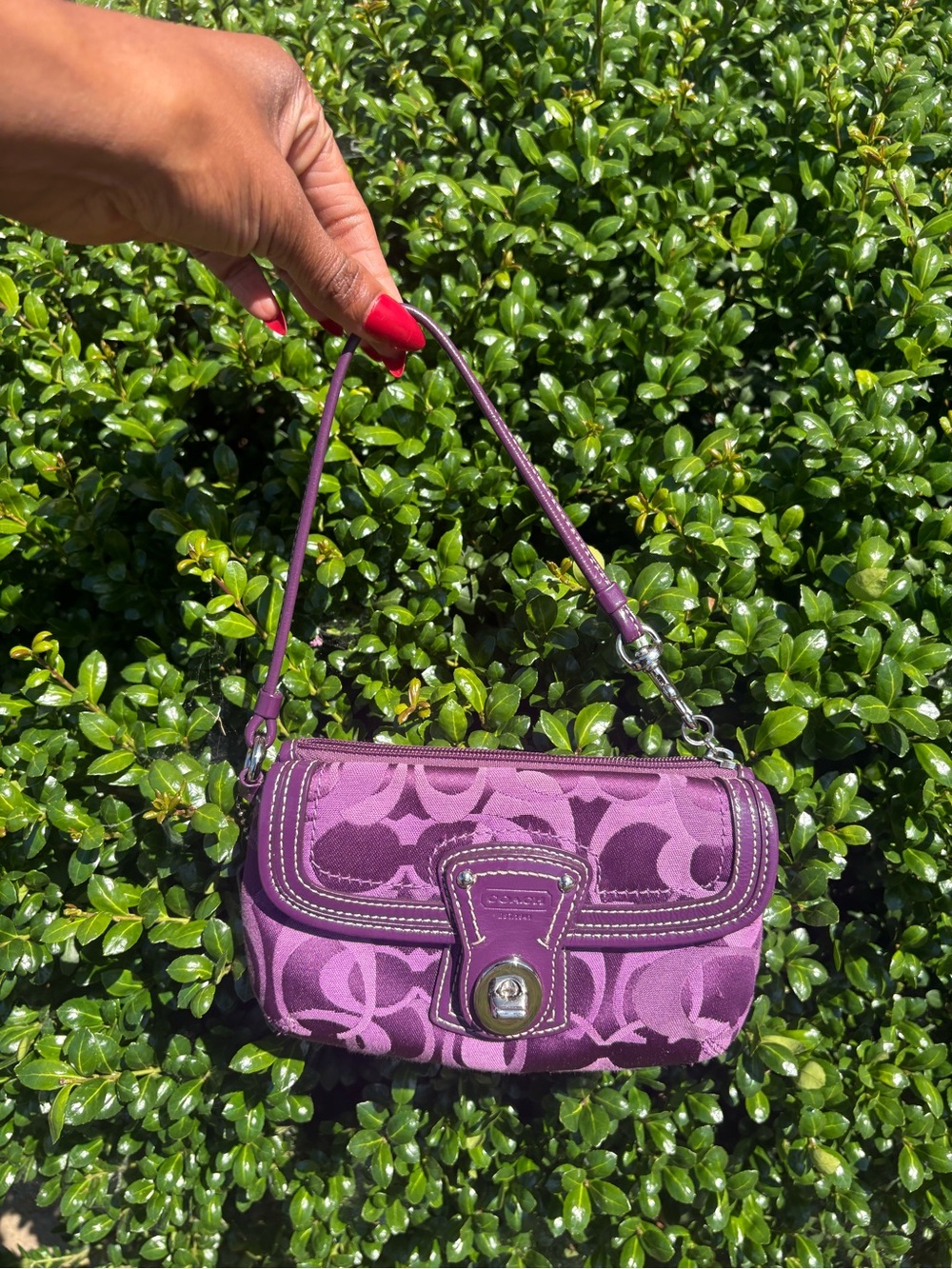 Coach Purple Signature Jacquard Mini Shoulder Bag